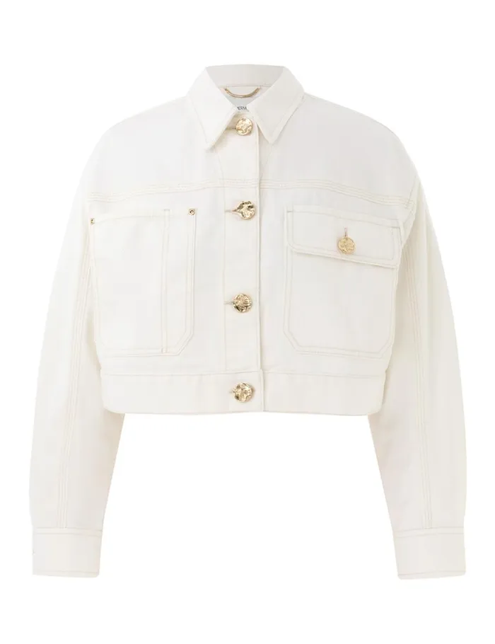 Women Denim Zimmermann Matchmaker Boxy Denim Jacket Milk