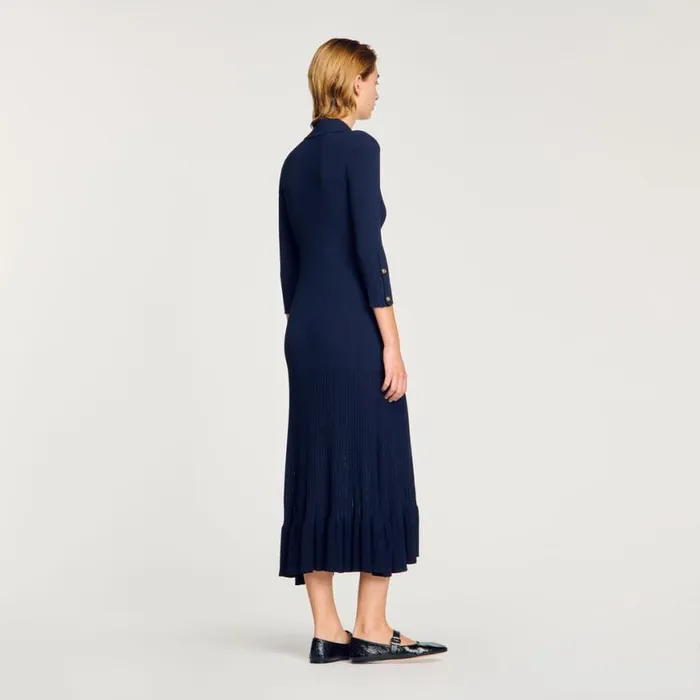 Women Dresses SANDRO Knit Maxi Dress Navy Blue
