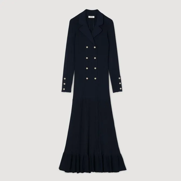 Women Dresses SANDRO Knit Maxi Dress Navy Blue