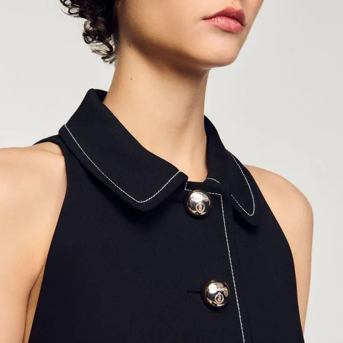 Women Dresses SANDRO Peter Pan Collar Short Dress Black