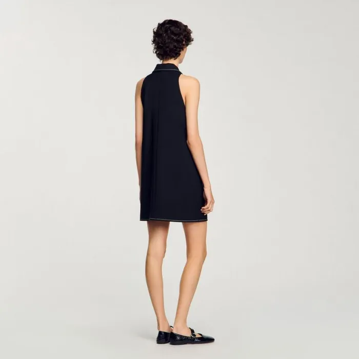 Women Dresses SANDRO Peter Pan Collar Short Dress Black