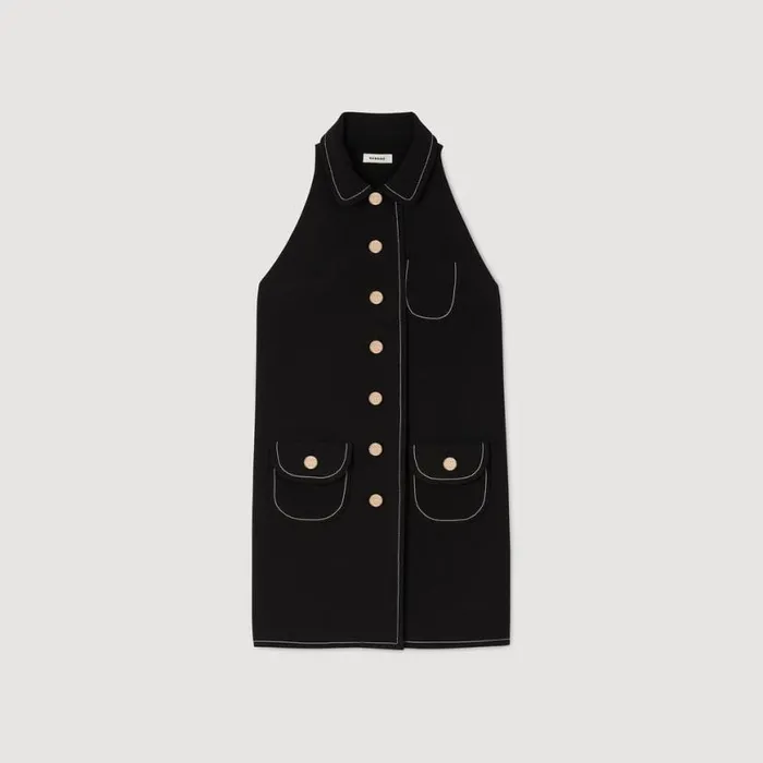 Women Dresses SANDRO Peter Pan Collar Short Dress Black