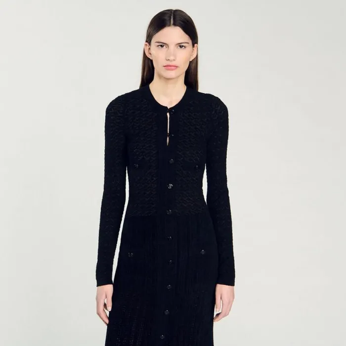 Women Dresses SANDRO Velveteffect Knit Maxi Dress Black