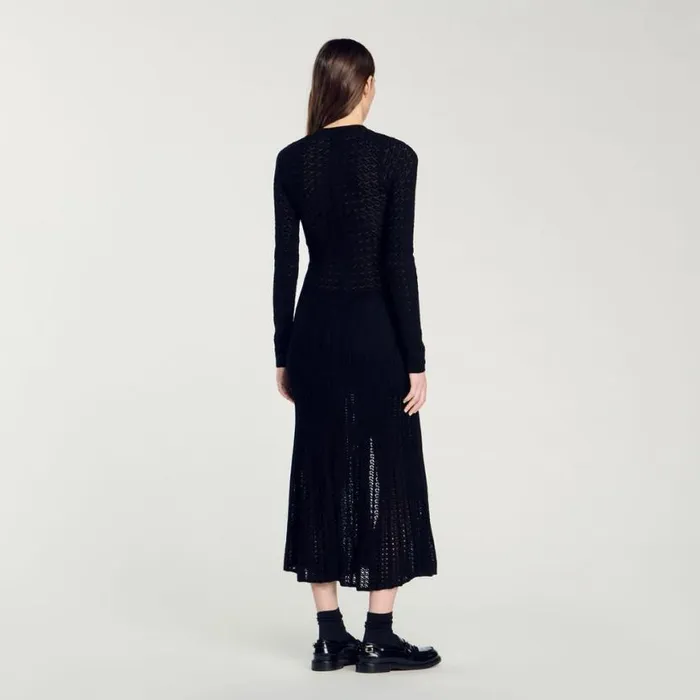 Women Dresses SANDRO Velveteffect Knit Maxi Dress Black