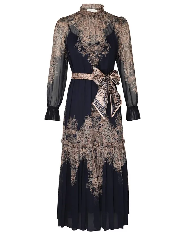Women Dresses Zimmermann Natura Tubular Midi Navy Paisley