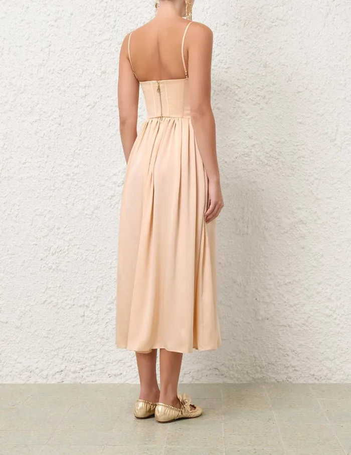 Women Dresses Zimmermann Silk Corset Dress Sand