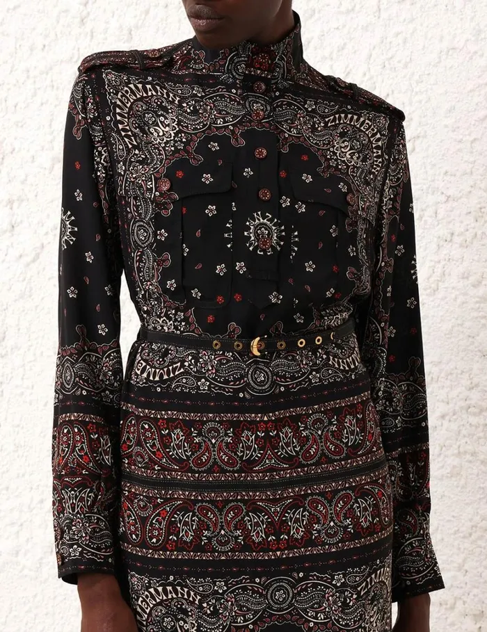 Women Dresses Zimmermann Utility Midi Dress Black Bandana