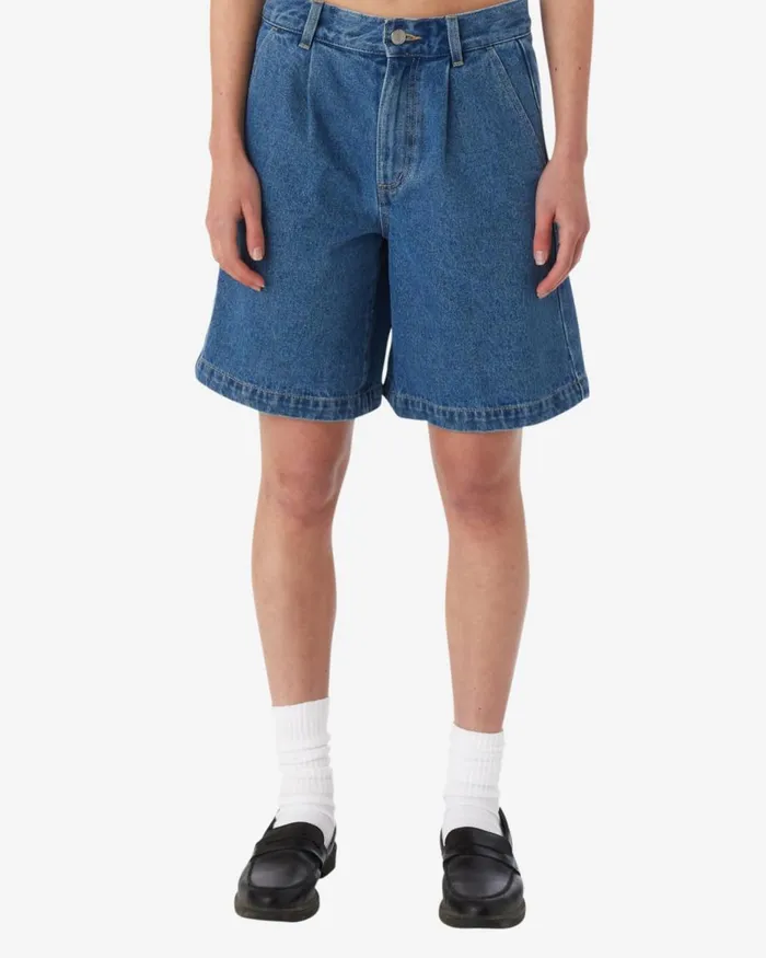 Women ELI PLEATED SHORT Light Indigo OBEY Clothing Denim