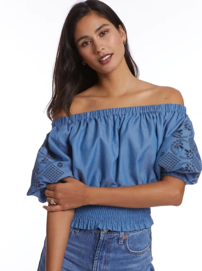 Women ESME BLOUSE Indigo Robert Graham Tops