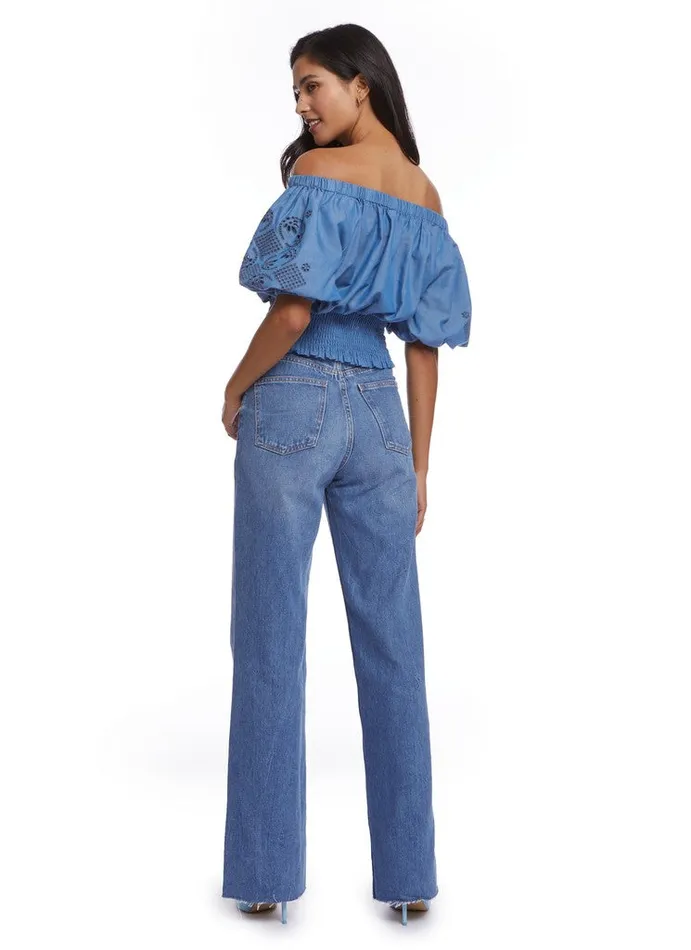 Women ESME BLOUSE Indigo Robert Graham Tops