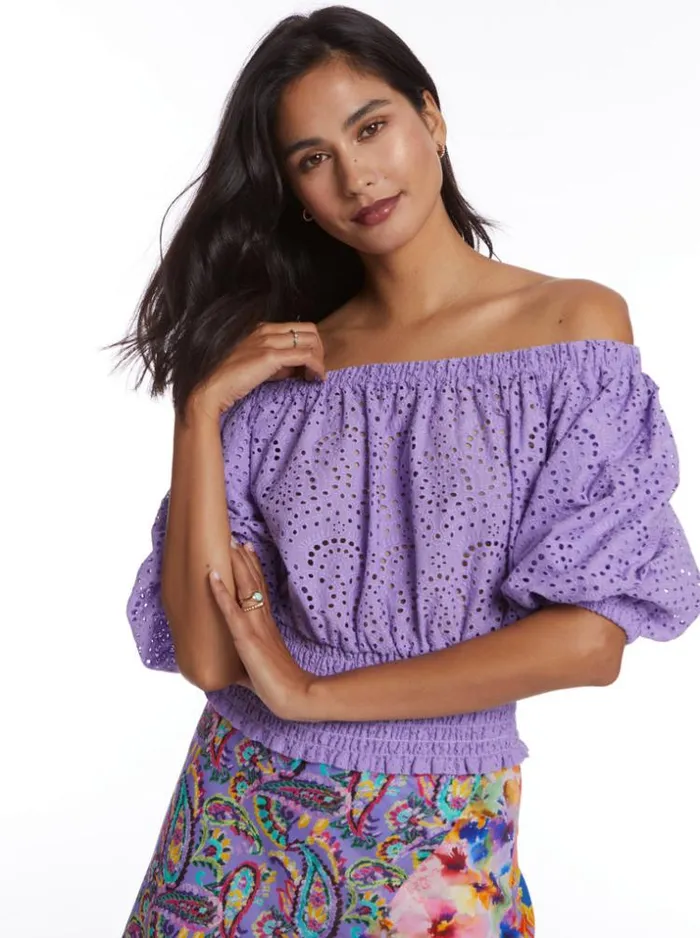Women ESME BLOUSE Lilac Robert Graham Tops