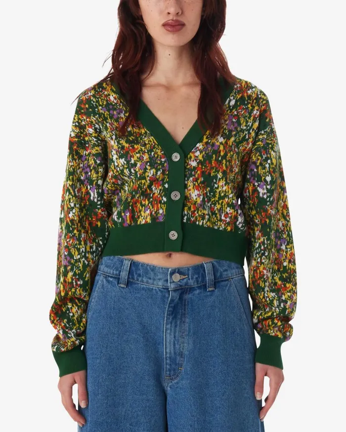 Women GARDEN CARDIGAN Green Multi OBEY Clothing Sweaters