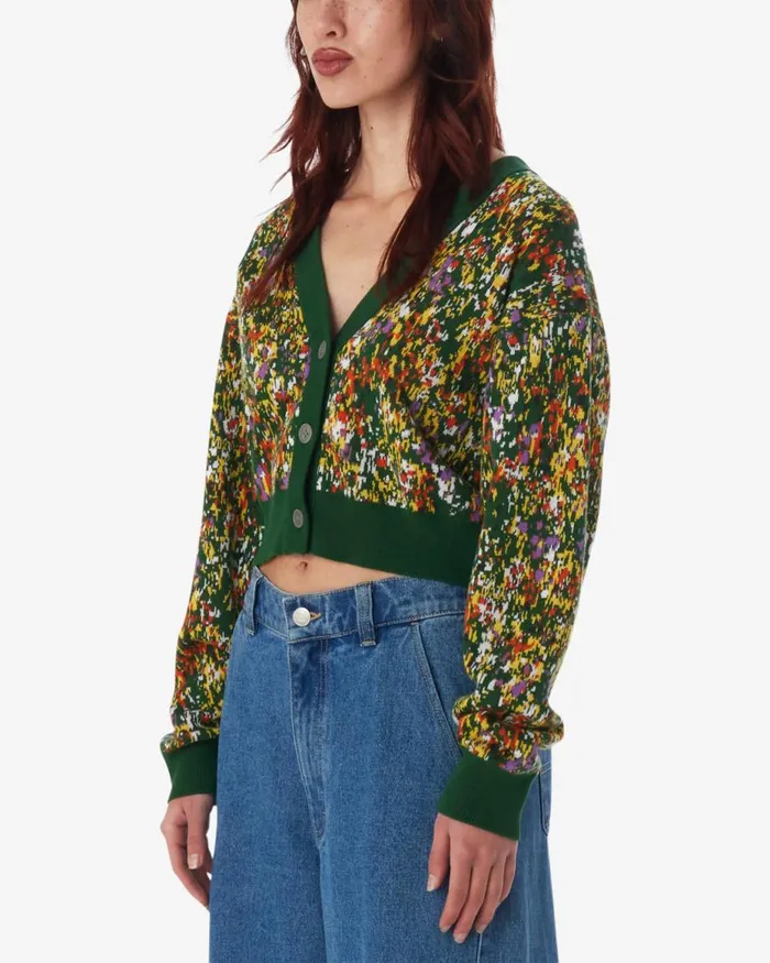 Women GARDEN CARDIGAN Green Multi OBEY Clothing Sweaters