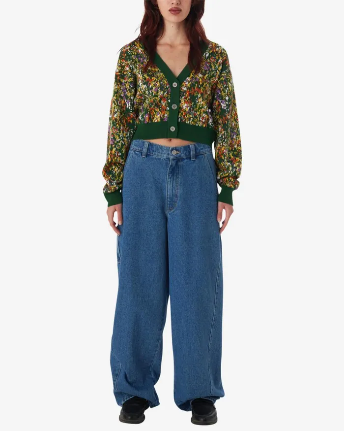 Women GARDEN CARDIGAN Green Multi OBEY Clothing Sweaters