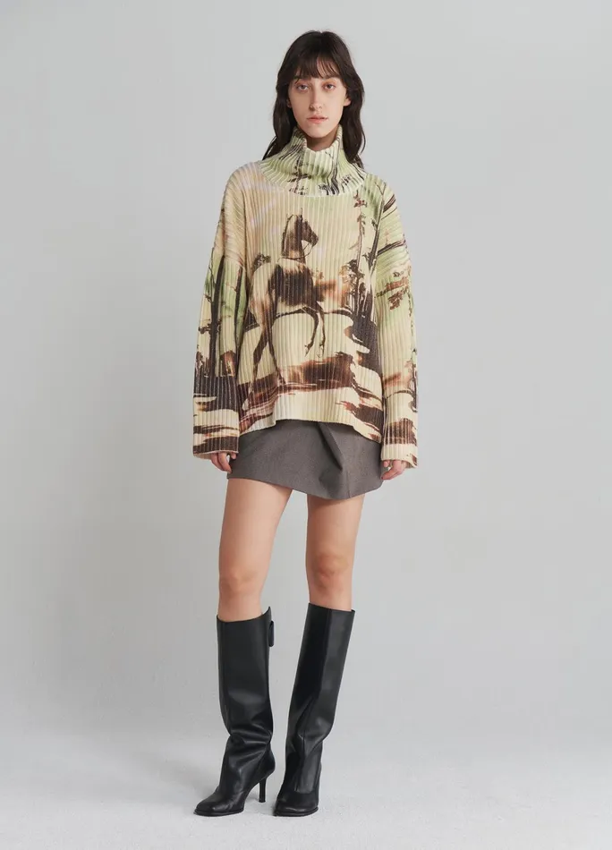 Women Horse Print Chunky Ribbed Knit MONSE Knitwear