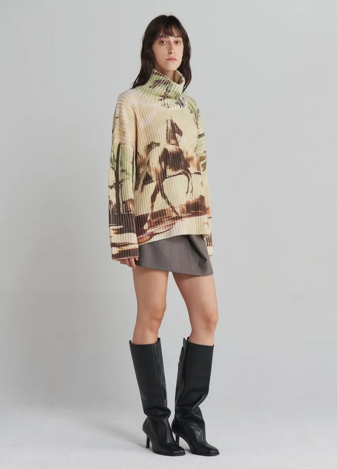 Women Horse Print Chunky Ribbed Knit MONSE Knitwear