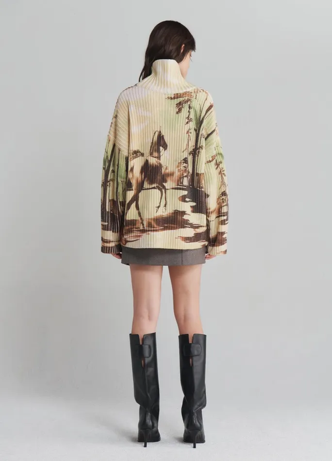 Women Horse Print Chunky Ribbed Knit MONSE Knitwear