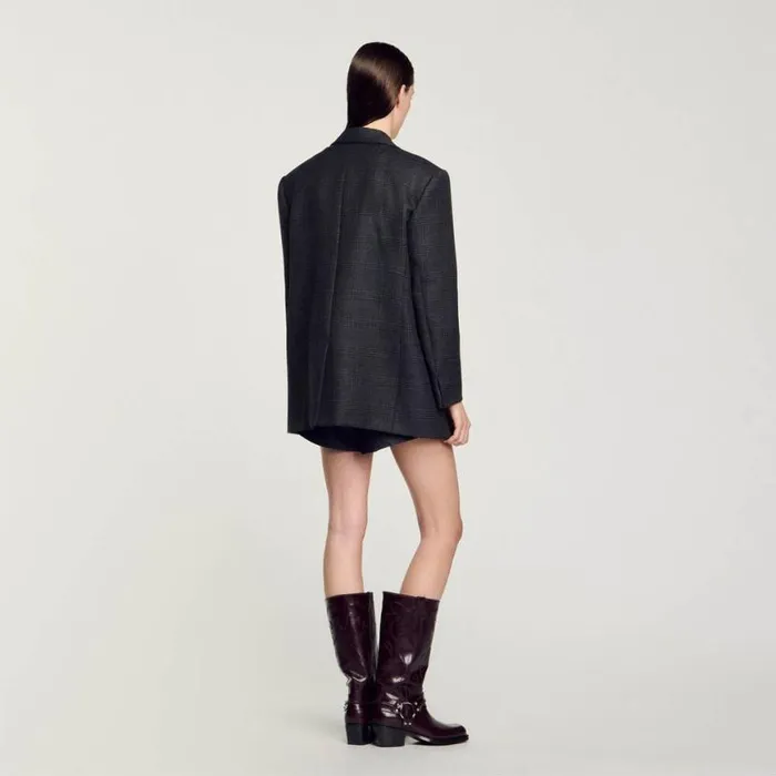 Women Jackets and Blazers SANDRO Checked Suit Jacket Dark Grey