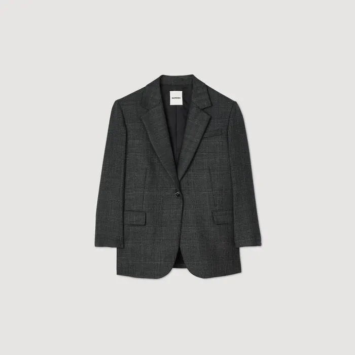 Women Jackets and Blazers SANDRO Checked Suit Jacket Dark Grey