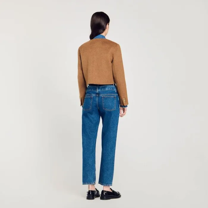 Women Jackets and Blazers SANDRO Cropped Buttondown Jacket Brown