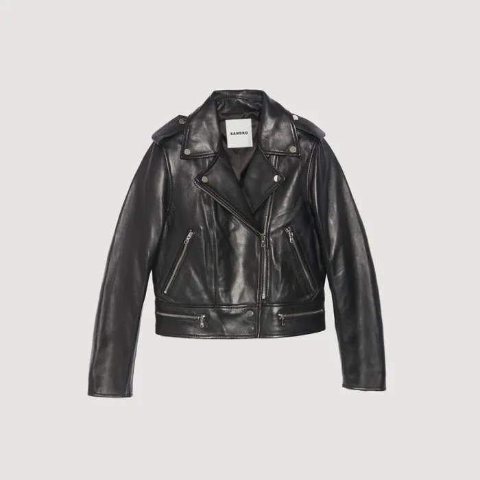 Women Jackets and Blazers SANDRO Leather Jacket Black
