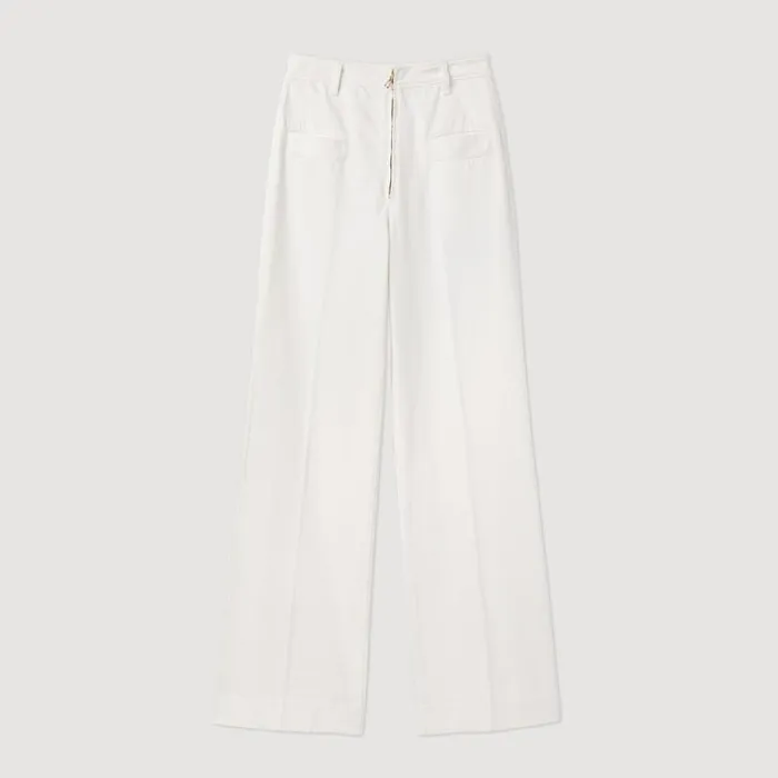 Women Jeans SANDRO Wideleg Canvas Pants White