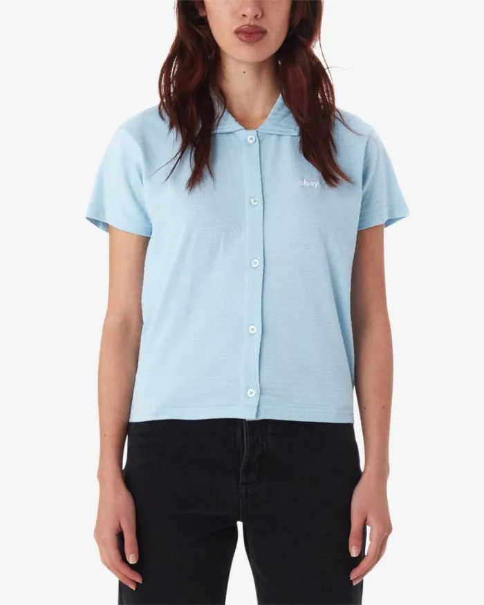 Women JONES BUTTON DOWN Piquant Green OBEY Clothing TOPS