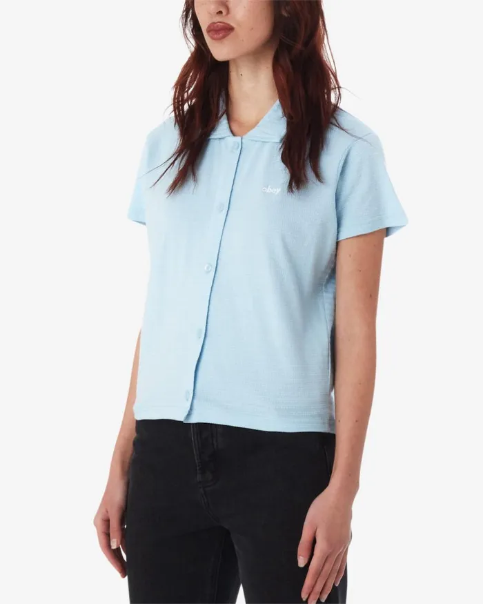 Women JONES BUTTON DOWN Piquant Green OBEY Clothing TOPS