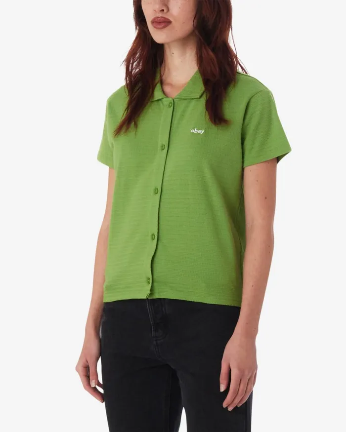 Women JONES BUTTON DOWN Piquant Green OBEY Clothing TOPS