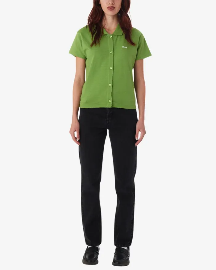 Women JONES BUTTON DOWN Piquant Green OBEY Clothing TOPS