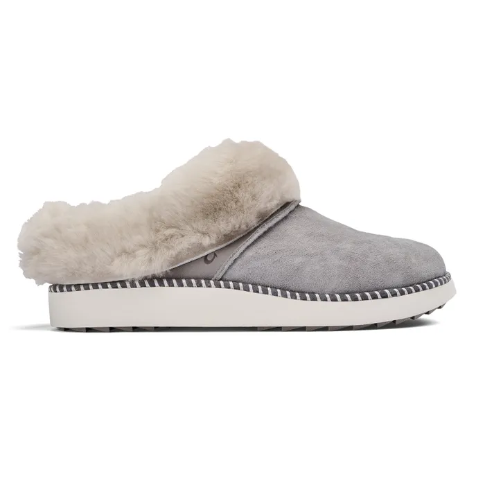 Women Kui Womens IndoorOutdoor Slippers Fog Mist Grey Olukai Shearling