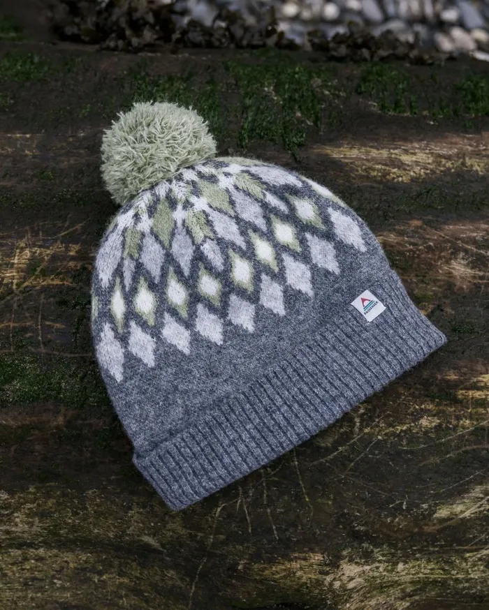 WomenMen Beanies Passenger Snowdrop Recycled Bobble Hat Grey Marl Grey Marl