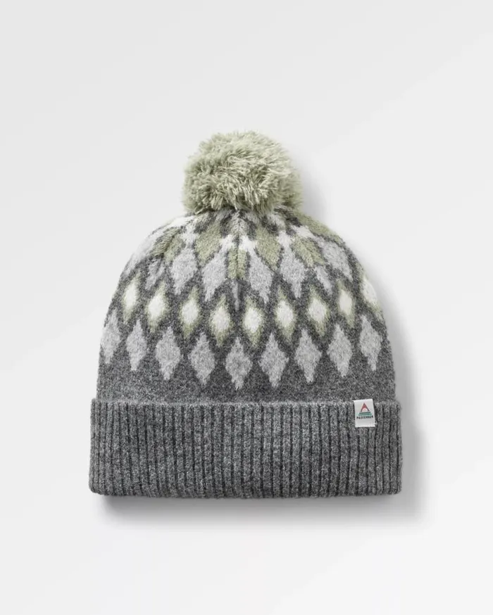 WomenMen Beanies Passenger Snowdrop Recycled Bobble Hat Grey Marl Grey Marl