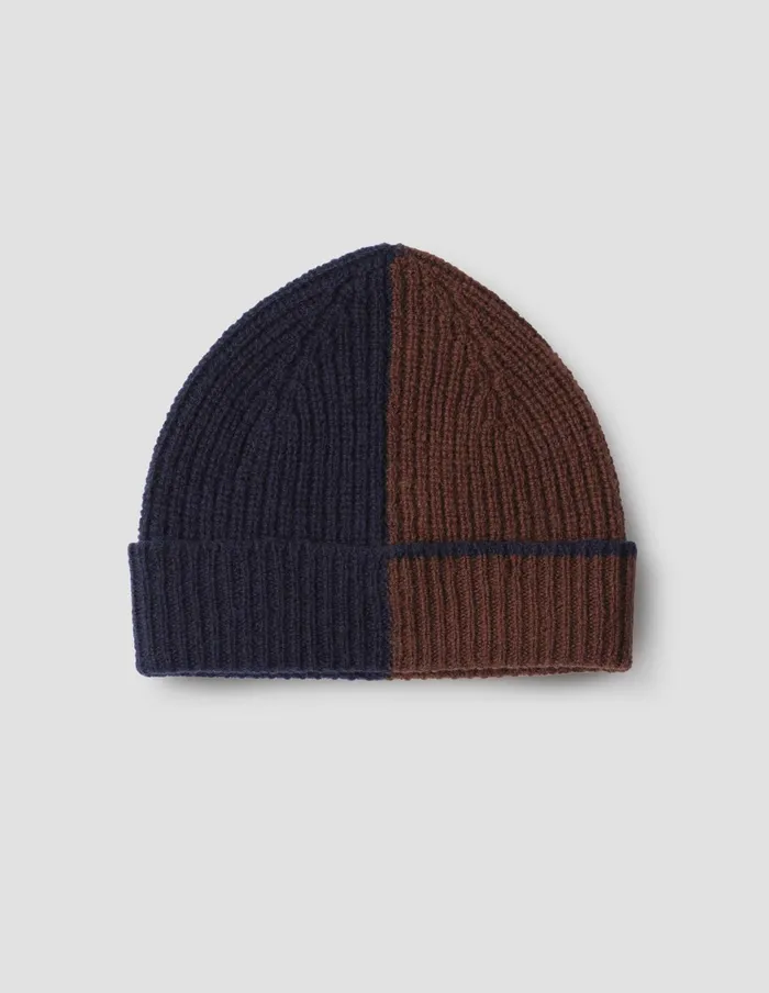 WomenMen Mhl Colour Block Hat Dark Navy Rust Margaret Howell Hats