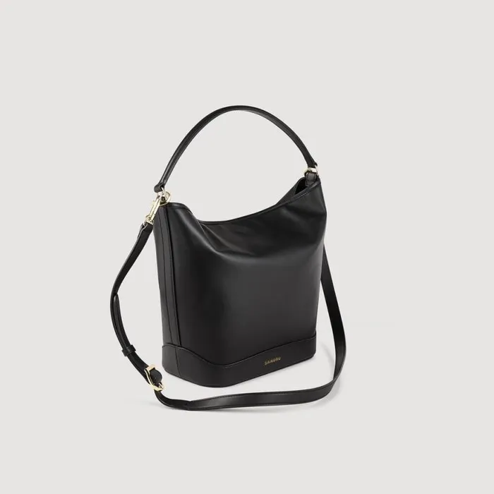 WomenMen Shoulder Bags SANDRO Leather Bucket Bag TANGOSO Black