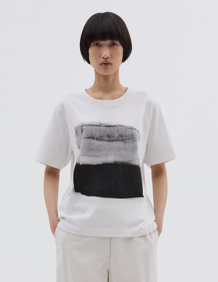Women Mhl Abstract Stripe T Shirt Off White Margaret Howell Sportswear