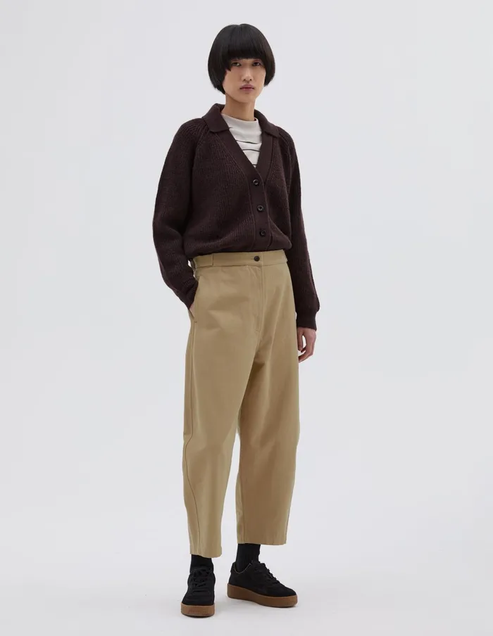 Women Mhl Barrel Leg Trouser Stone Margaret Howell Trousers
