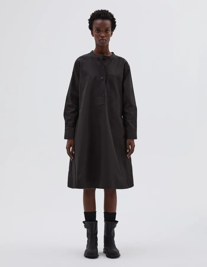 Women Mhl Collarless Swing Dress Ebony Margaret Howell Dresses