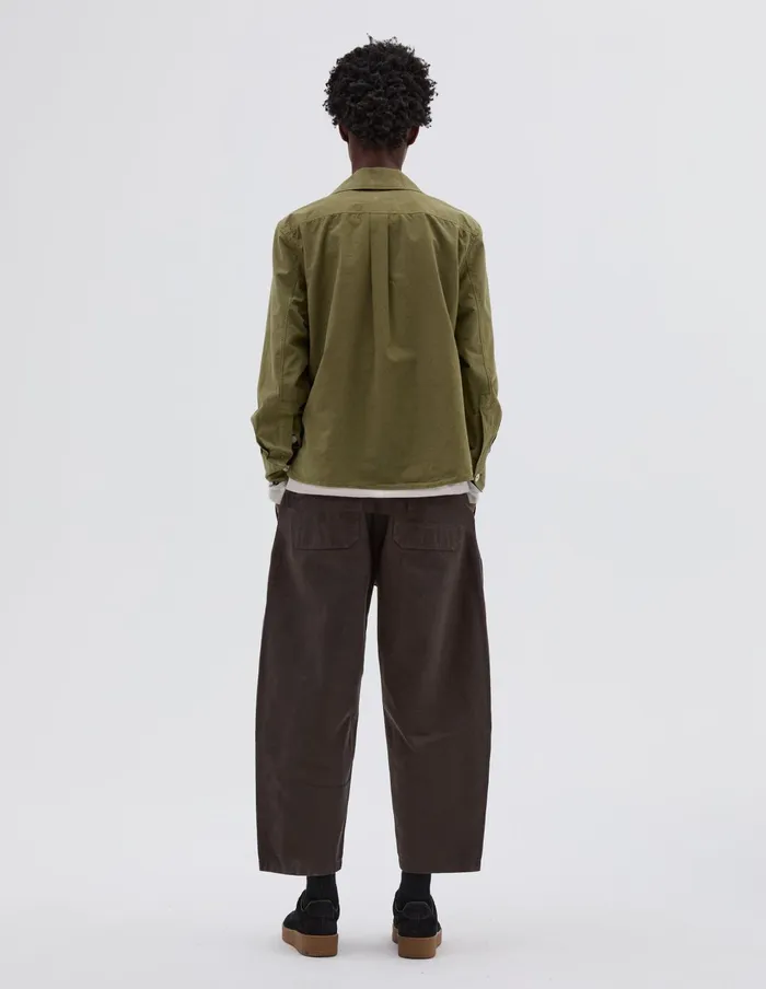 Women Mhl Open Collar Shirt Olive Green Margaret Howell Shirts