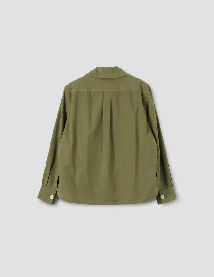 Women Mhl Open Collar Shirt Olive Green Margaret Howell Shirts