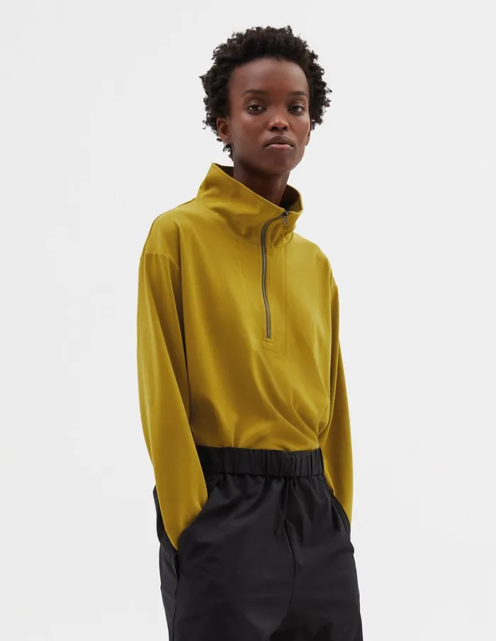 Women Mizuno Half Zip Sweatshirt Turmeric Margaret Howell Sportswear