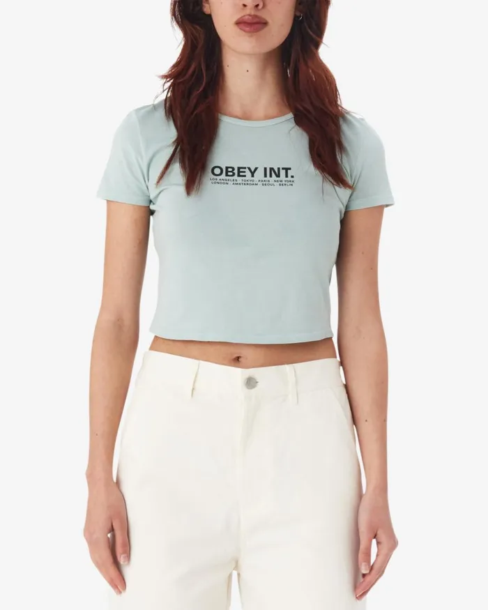 Women OBEY INT CROPPED FITTED TSHIRT Surf Spray OBEY Clothing TSHIRTS