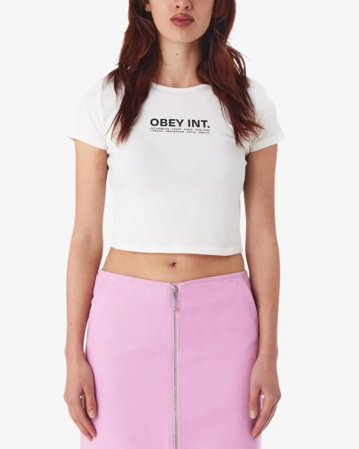 Women OBEY INT CROPPED FITTED TSHIRT Surf Spray OBEY Clothing TSHIRTS