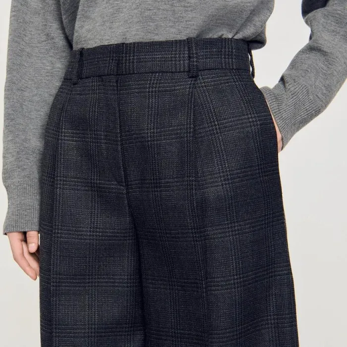 Women Pants and Shorts SANDRO Checked Suit Trousers Dark Grey