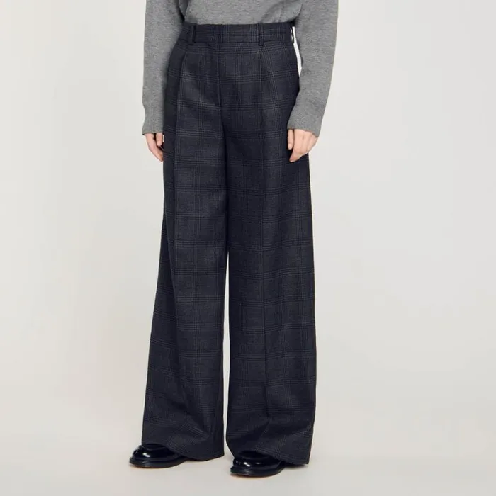 Women Pants and Shorts SANDRO Checked Suit Trousers Dark Grey
