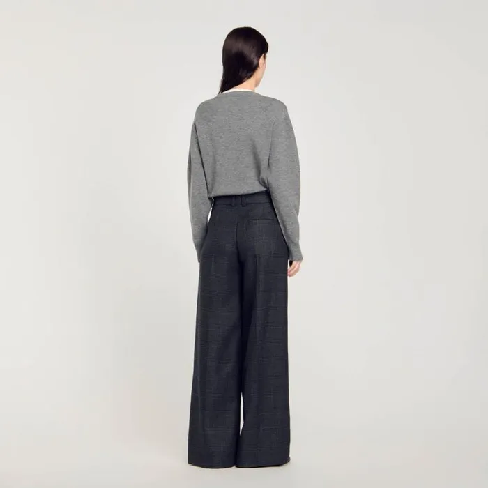 Women Pants and Shorts SANDRO Checked Suit Trousers Dark Grey