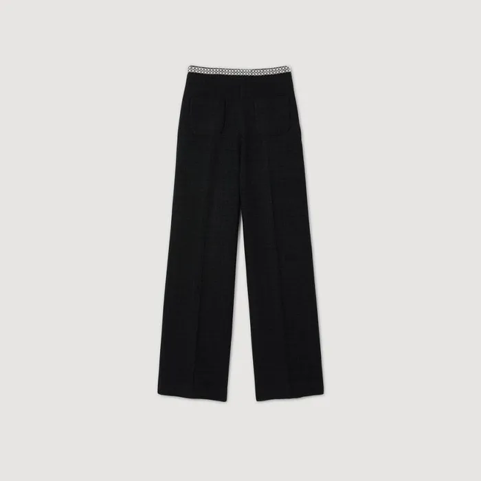 Women Pants and Shorts SANDRO Highwaisted Tweed Trousers Black
