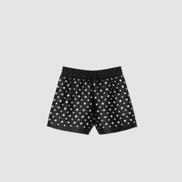 Women Pants and Shorts SANDRO Large Round Stud Shorts Black