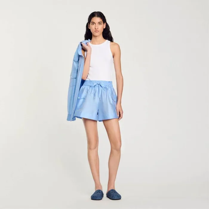 Women Pants and Shorts SANDRO Shorts With Pockets Sky Blue
