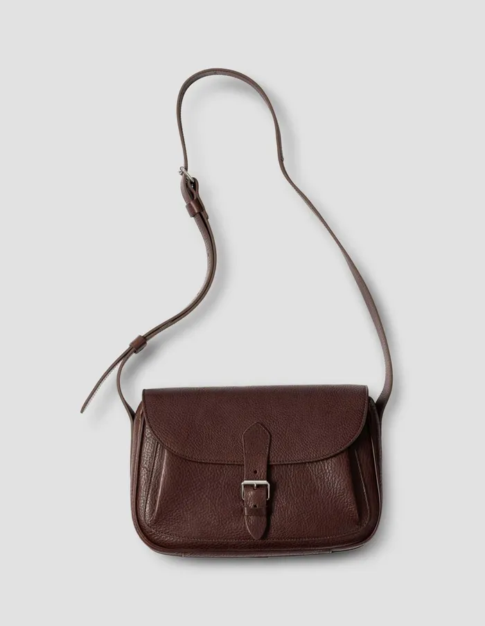 Women Pleat Pocket Satchel Brown Margaret Howell Bags